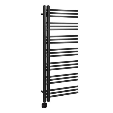 Juodas matinis elektrinis rankšluosčių džiovintuvas Sapho Dorlion 50x120cm su paslėptu laidu Juodas matinis elektrinis rankšluosčių džiovintuvas Sapho Dorlion 50x120cm su paslėptu laidu