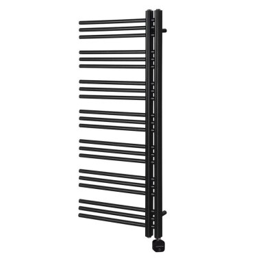 Juodas matinis elektrinis rankšluosčių džiovintuvas Sapho Dorlion 50x120cm su paslėptu laidu Juodas matinis elektrinis rankšluosčių džiovintuvas Sapho Dorlion 50x120cm su paslėptu laidu