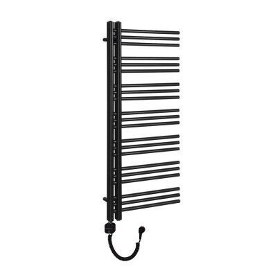 Juodas matinis elektrinis rankšluosčių džiovintuvas Sapho Dorlion 50x120 cm su laidu Juodas matinis elektrinis rankšluosčių džiovintuvas Sapho Dorlion 50x120 cm su laidu