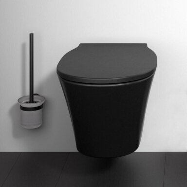 Juodas matinis Ideal Standard CONNECT AIR pakabinamas WC RimLS + CONNECT AIR plona lėtai nusileidžianti sėdynė
