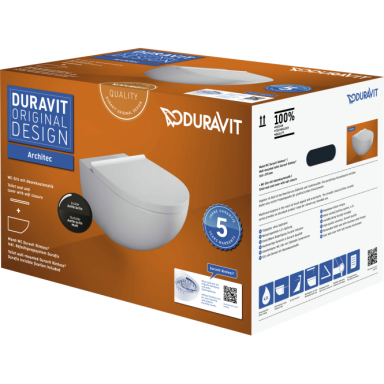 Pakabinamas klozetas Duravit Architec Rimless su soft close dangčiu, antracitas matinis Pakabinamas klozetas Duravit Architec Rimless su soft close dangčiu, antracitas matinis