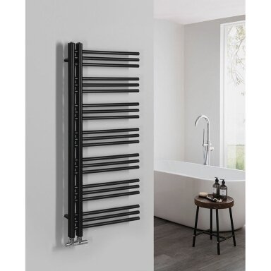 Juodas rankšluosčių džiovintuvas Sapho Dorlion 500x1200mm Juodas rankšluosčių džiovintuvas Sapho Dorlion 500x1200mm