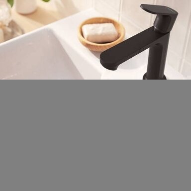 Juodos matinės spalvos Hansgrohe Rebris S 110 CoolStart maišytuvas Juodos matinės spalvos Hansgrohe Rebris S 110 CoolStart maišytuvas