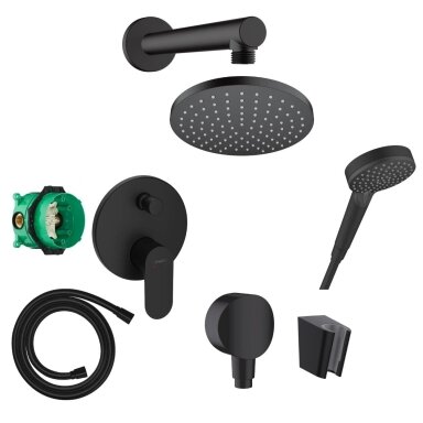 Juodos matinės spalvos potinkinė dušo sistema Hansgrohe Vernis Blend