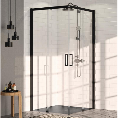 Juodos spalvos Huppe Classics 2 dušo kabina 90x90 cm, stumdomos durys Juodos spalvos Huppe Classics 2 dušo kabina 90x90 cm, stumdomos durys