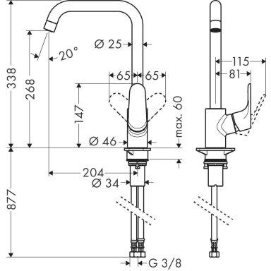 Juodos spalvos virtuvinis maišytuvas Hansgrohe Focus M41