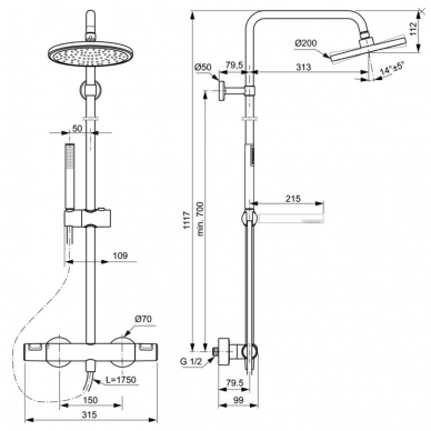 Juoda matinė Ideal Standard Idealrain termostatinė dušo sistema Idealrain A7586XG 4 Juoda matinė Ideal Standard Idealrain termostatinė dušo sistema Idealrain A7586XG 4
