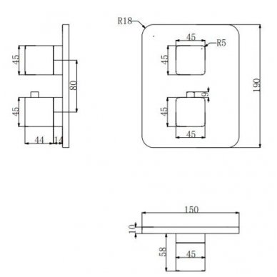 Juoda potinkinė termostatinė dušo sistema Omnires SYSPM11BL 4 Juoda potinkinė termostatinė dušo sistema Omnires SYSPM11BL 4