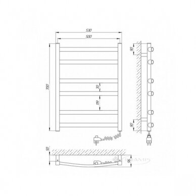 Baltos matinės spalvos elektrinis rankšluosčių džiovintuvas Laris Atlant P6 530 x 700 mm 5