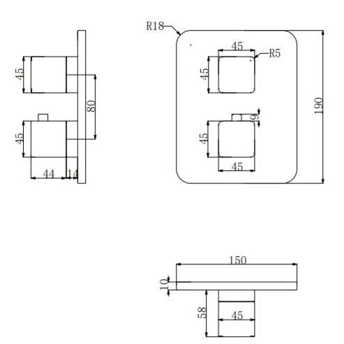 Juoda potinkinė termostatinė dušo sistema Omnires SYSPM11BL 4 Juoda potinkinė termostatinė dušo sistema Omnires SYSPM11BL 4