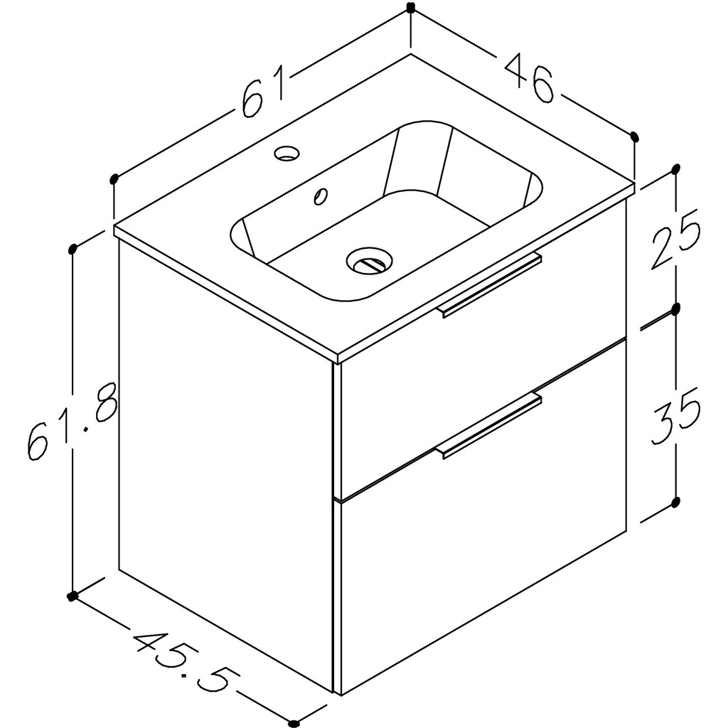 RB Bathroom GRAND apatinė spintelė su stalčiais ir su praustuvu 610x460x600 mm, (spalvų pasirinkimas) 3
