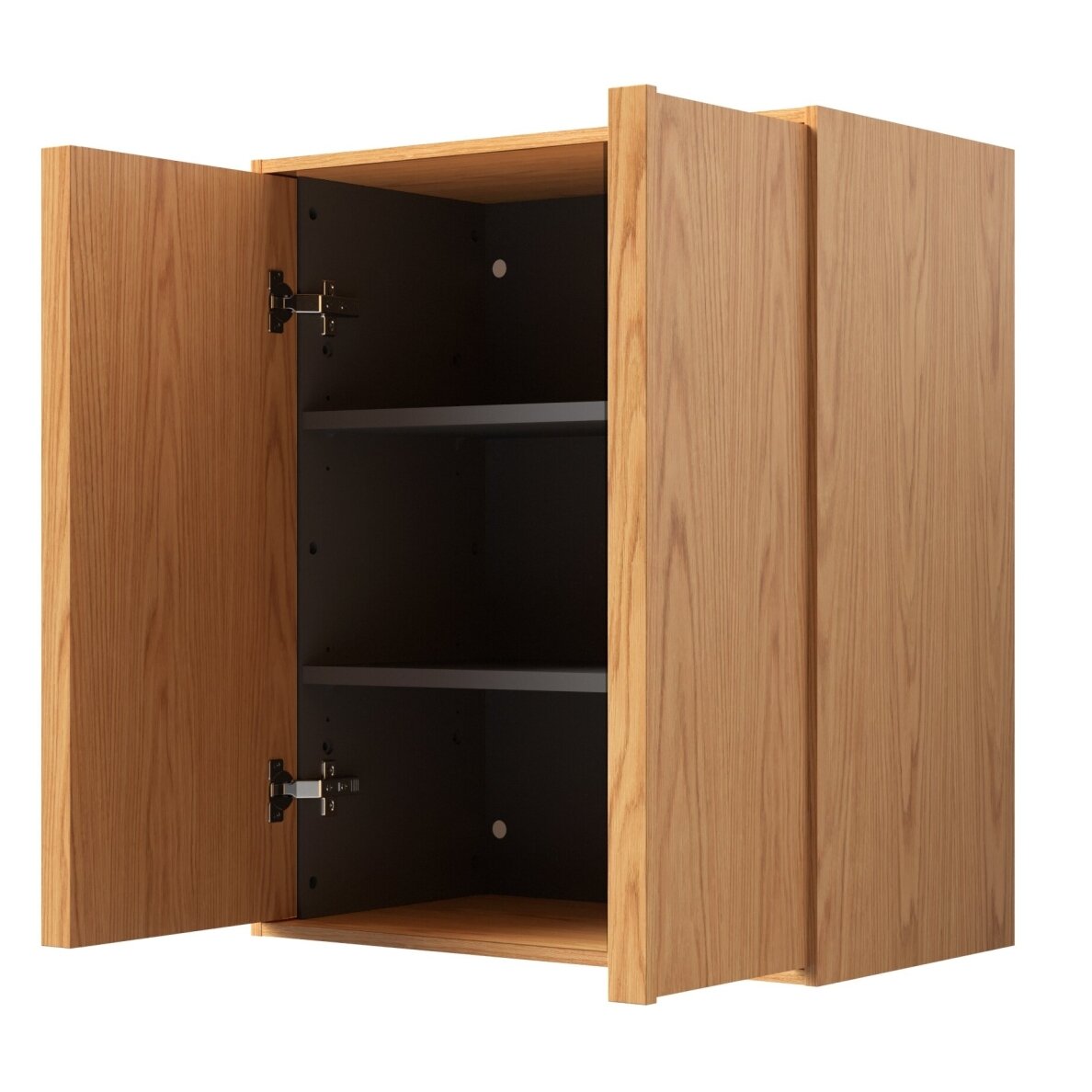 Kame Lumi pakabinama šoninė spintelė su 2 durelėmis, 2 lentynos viduje, medinės rankenos, 60 cm, bookmatch oak 1