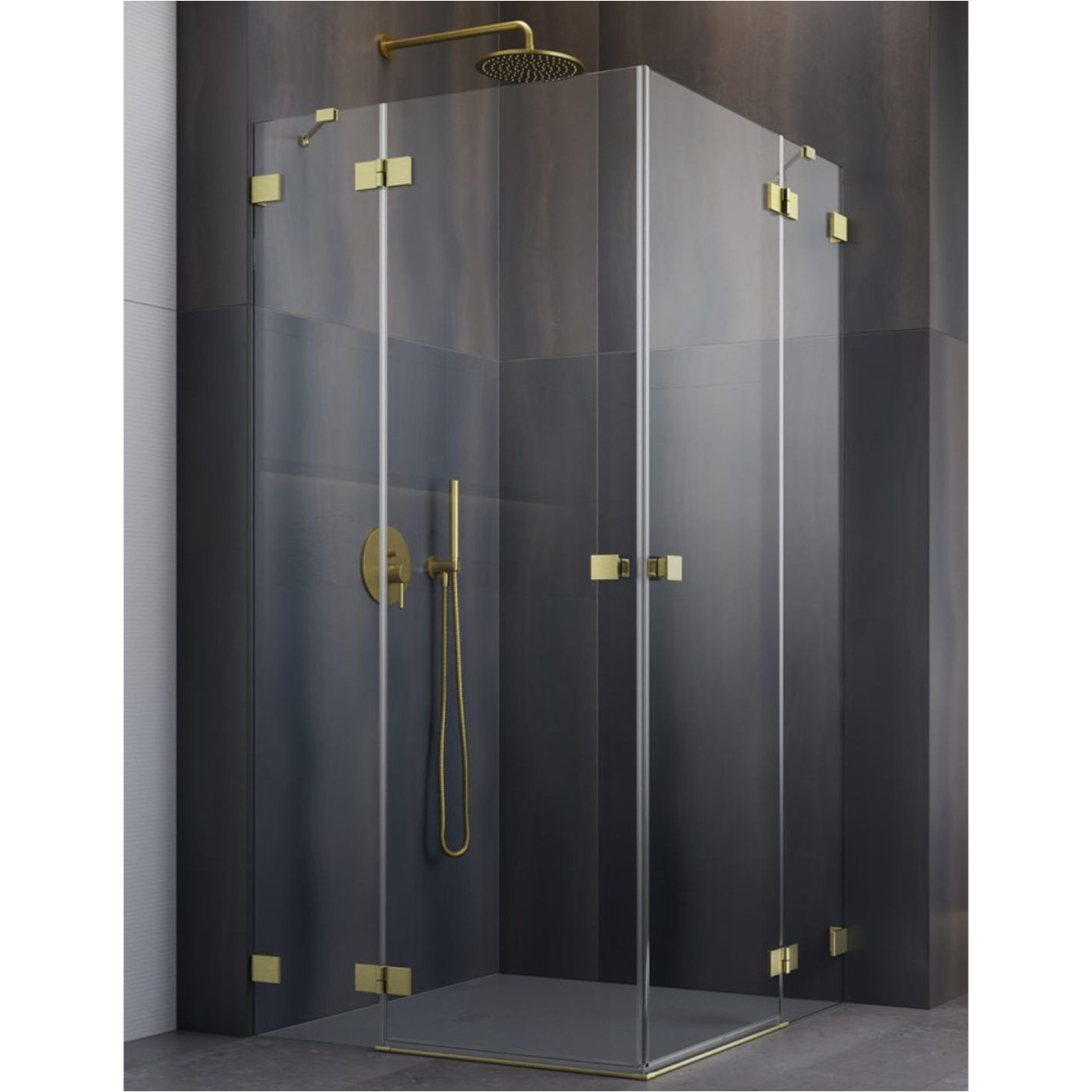 Kampinė dušo kabina Radaway Essenza Pro Brushed Gold KDD, skaidrus stiklas Kampinė dušo kabina Radaway Essenza Pro Brushed Gold KDD, skaidrus stiklas