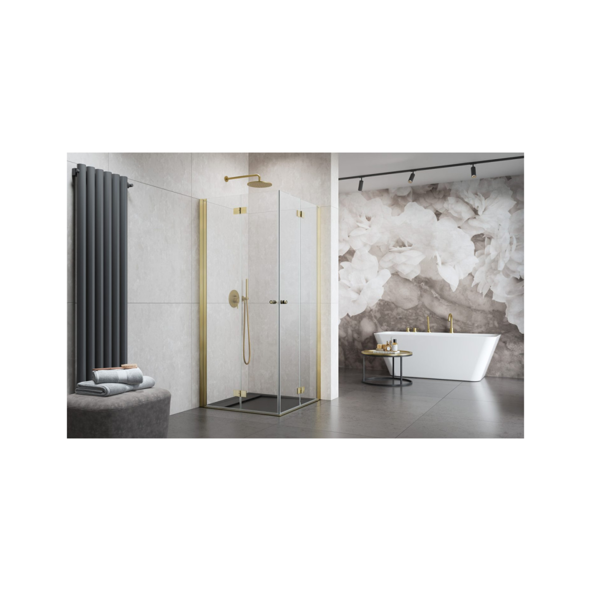 Kampinė dušo kabina Radaway Nes Brushed Gold KDD B, skaidrus stiklas 1 Kampinė dušo kabina Radaway Nes Brushed Gold KDD B, skaidrus stiklas 1