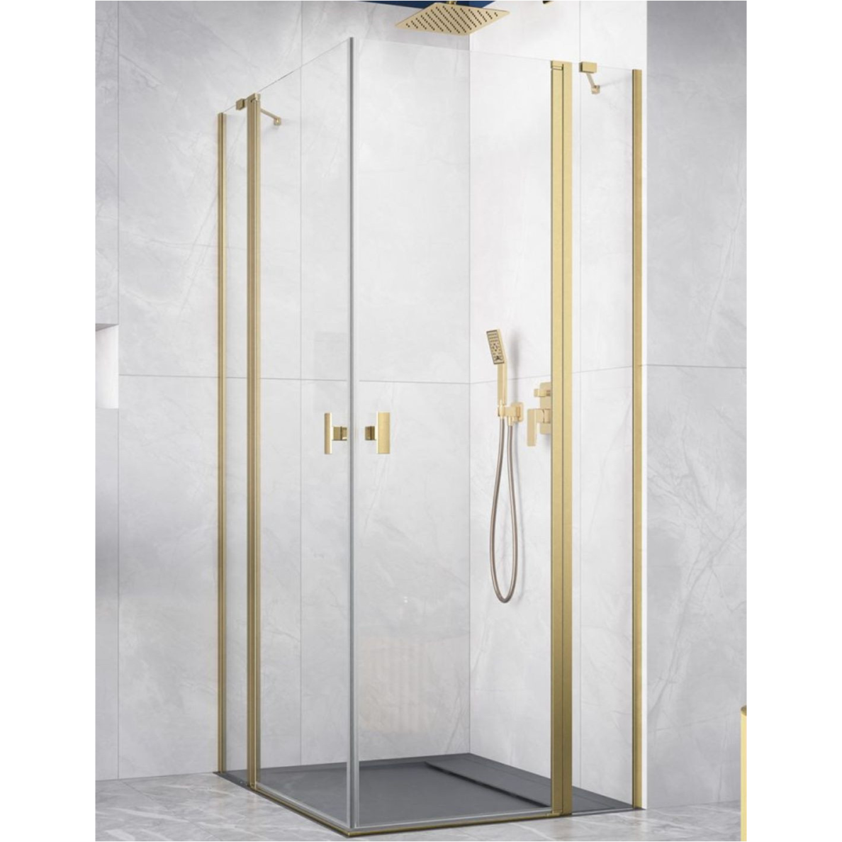 Kampinė dušo kabina Radaway Nes Brushed Gold KDD II, skaidrus stiklas Kampinė dušo kabina Radaway Nes Brushed Gold KDD II, skaidrus stiklas