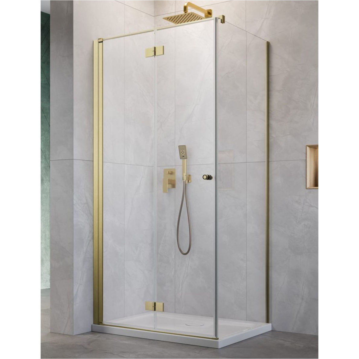 Kampinė dušo kabina Radaway Nes Brushed Gold KDJ B