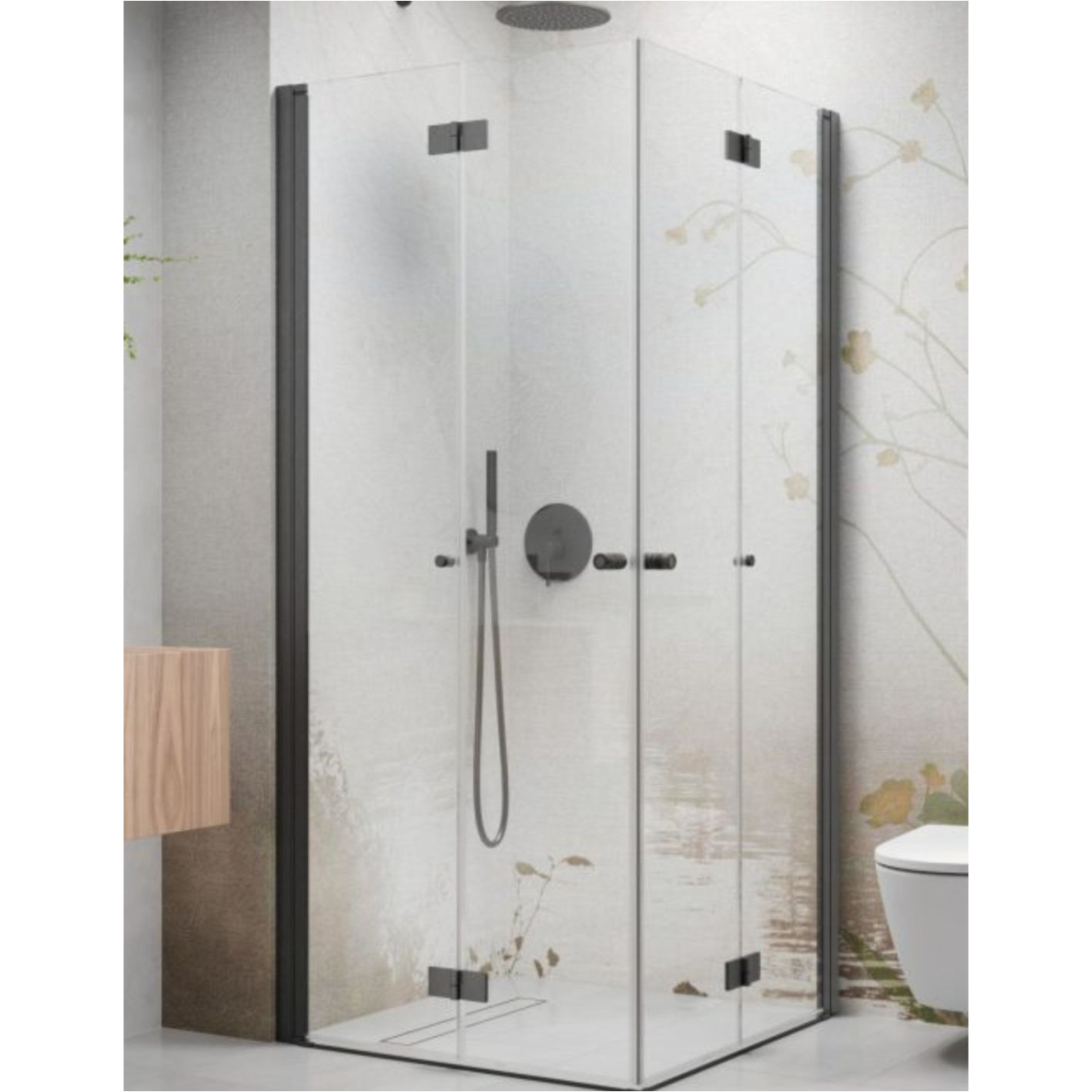 Kampinė dušo kabina Radaway Nes Brushed GunMetal KDD B, skaidrus stiklas Kampinė dušo kabina Radaway Nes Brushed GunMetal KDD B, skaidrus stiklas