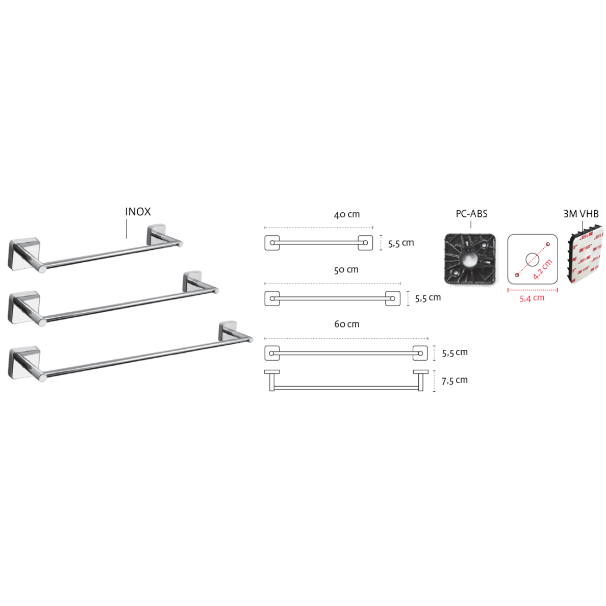 Kapitan Quattro White Matt rankšluosčių kabykla 50cm 1