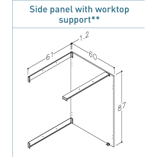 Kame Lumi Šoninė panelė su tvirtinimo elementais, 60 cm