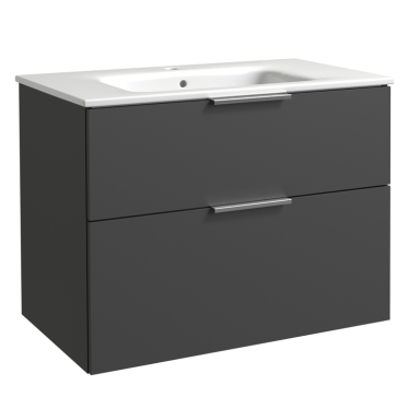 Kamė Grand apatinė spintelė su stalčiais (81 cm), su praustuvu ir aliuminio spalvos rankenėlėmis (spalvų pasirinkimas) Kamė Grand apatinė spintelė su stalčiais (81 cm), su praustuvu ir aliuminio spalvos rankenėlėmis (spalvų pasirinkimas)