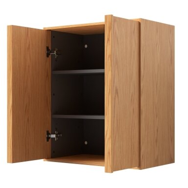 Kame Lumi pakabinama šoninė spintelė su 2 durelėmis, 2 lentynos viduje, medinės rankenos, 60 cm, bookmatch oak Kame Lumi pakabinama šoninė spintelė su 2 durelėmis, 2 lentynos viduje, medinės rankenos, 60 cm, bookmatch oak