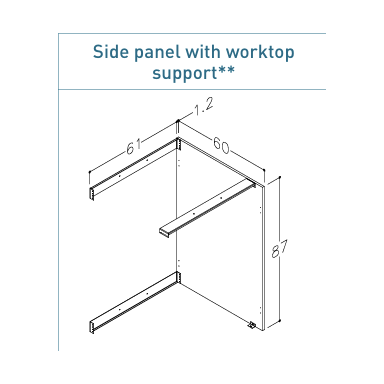 Kame Lumi Šoninė panelė su tvirtinimo elementais, 60 cm Kame Lumi Šoninė panelė su tvirtinimo elementais, 60 cm