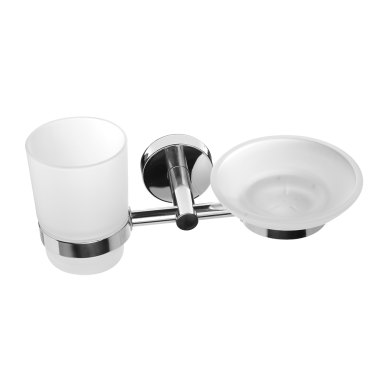 Kapitan Uno Polished Mirror muilinė ir stiklinės laikiklis