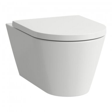 Kartell by Laufen pakabinamas klozetas su sūkuriniu nuplovimu ir lėtai nusileidžiančiu dangčiu Kartell by Laufen pakabinamas klozetas su sūkuriniu nuplovimu ir lėtai nusileidžiančiu dangčiu