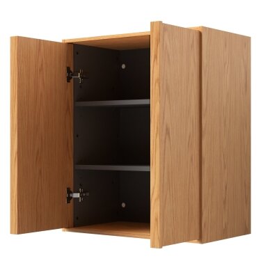 Kame Lumi pakabinama šoninė spintelė su 2 durelėmis, 2 lentynos viduje, medinės rankenos, 60 cm, bookmatch oak 1