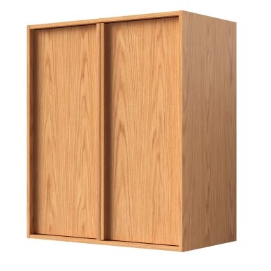 Kame Lumi pakabinama šoninė spintelė su 2 durelėmis, 2 lentynos viduje, medinės rankenos, 60 cm, bookmatch oak