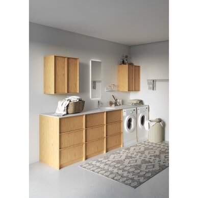 Kame Lumi pakabinama šoninė spintelė su 2 durelėmis, 2 lentynos viduje, medinės rankenos, 60 cm, bookmatch oak 2
