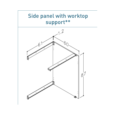 Kame Lumi Šoninė panelė su tvirtinimo elementais, 60 cm Kame Lumi Šoninė panelė su tvirtinimo elementais, 60 cm