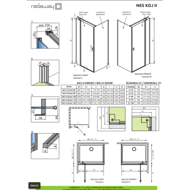 Kampinė dušo kabina Radaway Nes Brushed Nickel KDJ II 1 Kampinė dušo kabina Radaway Nes Brushed Nickel KDJ II 1