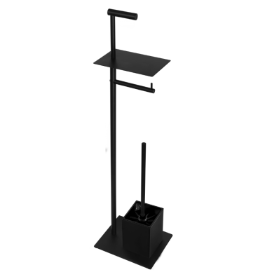 Kapitan Neo Black Matt pastatomas wc šepečio ir popieriaus laikiklio komplektas su lentynėle