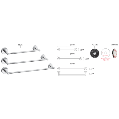 Kapitan Uno Black Matt rankšluosčių kabykla 60cm 1