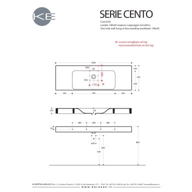 Kerasan Cento pakabinamas arba pastatomas 140×45 praustuvas Kerasan Cento pakabinamas arba pastatomas 140×45 praustuvas