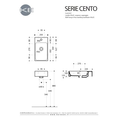 Kerasan Cento praustuvas 45x25 cm Kerasan Cento praustuvas 45x25 cm