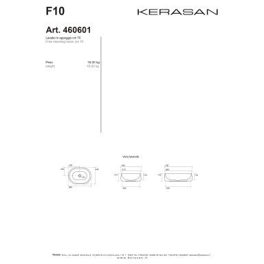 Kerasan F10 keraminis praustuvas 70x44 cm Kerasan F10 keraminis praustuvas 70x44 cm