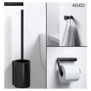 KEUCO 3in1 WC aksesuarų rinkinys (šepetys, kabliukas,WC popieriaus laikiklis)