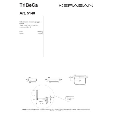 Kerasan Tribeca praustuvas 60x43cm 3 Kerasan Tribeca praustuvas 60x43cm 3
