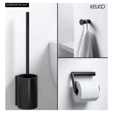 KEUCO 3in1 WC aksesuarų rinkinys (šepetys, kabliukas,WC popieriaus laikiklis) 1