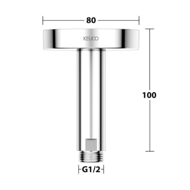 Keuco dušo galvos laikiklis iš lubų, 100mm aukščio 1