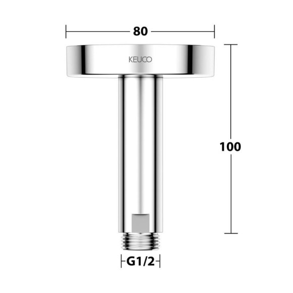 Keuco dušo galvos laikiklis iš lubų, 100mm aukščio 1 Keuco dušo galvos laikiklis iš lubų, 100mm aukščio 1