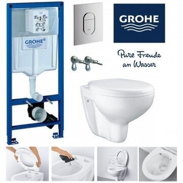 KOMPLEKTAS GROHE RĖMAS, UNITAZAS BAU SU LĖTAI NUSILEIDŽIANČIU DANGČIU 1 KOMPLEKTAS GROHE RĖMAS, UNITAZAS BAU SU LĖTAI NUSILEIDŽIANČIU DANGČIU 1
