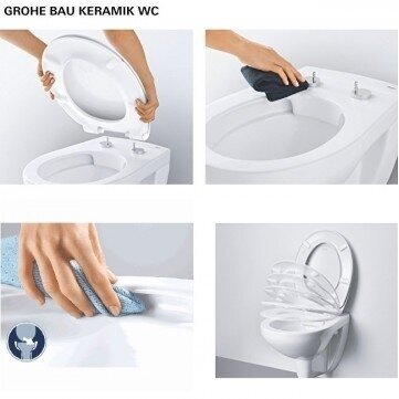 KOMPLEKTAS GROHE RĖMAS, UNITAZAS BAU SU LĖTAI NUSILEIDŽIANČIU DANGČIU 4 KOMPLEKTAS GROHE RĖMAS, UNITAZAS BAU SU LĖTAI NUSILEIDŽIANČIU DANGČIU 4