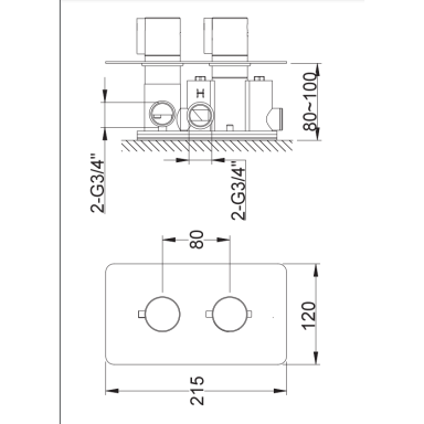 Kohlman Experience potinkinis termostatinis maišytuvas dušui/voniai, chromo spalvos Kohlman Experience potinkinis termostatinis maišytuvas dušui/voniai, chromo spalvos