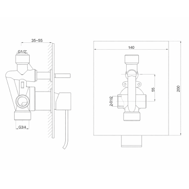 Kohlman Axis potinkine dušo sistema su 35 cm dušo galva, chromo spalvos 7