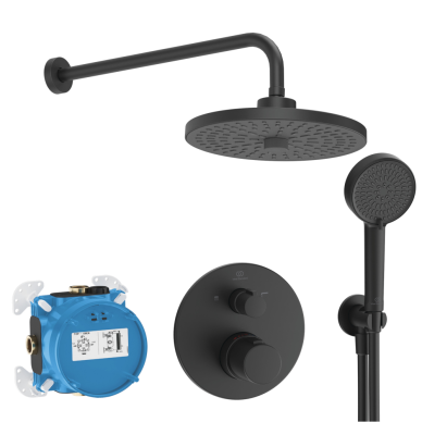 Komplektas dušo potinkinis Ideal Standard Ceratherm 100: apvali 260mm 2 srovių lietaus galva, 100mm rankinis dušas, 400 mm alkūnė, spalva-juoda matinė Komplektas dušo potinkinis Ideal Standard Ceratherm 100: apvali 260mm 2 srovių lietaus galva, 100mm rankinis dušas, 400 mm alkūnė, spalva-juoda matinė