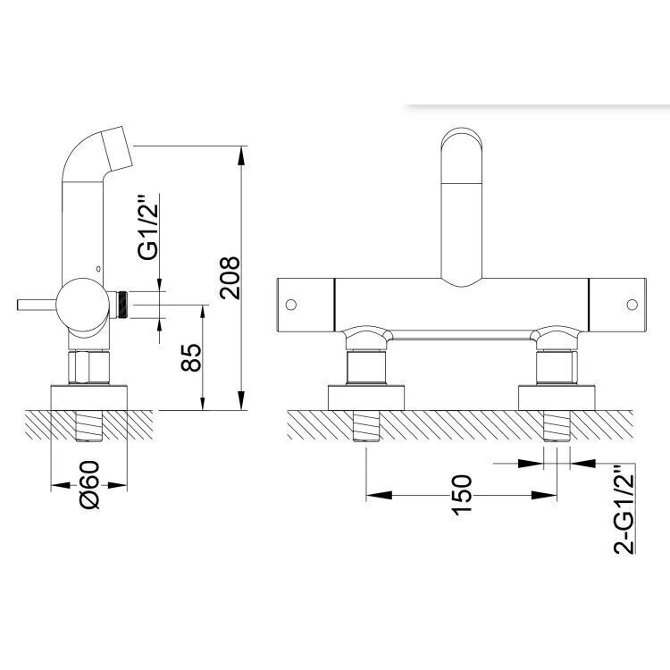 Kohlman Axel termostatinis maišytuvas voniai/dušui, juodos matinės spalvos 1