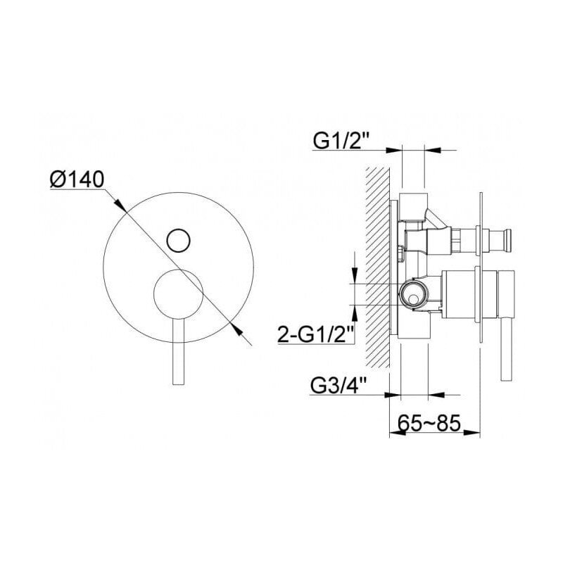 Kohlman Axel potinkinė dušo sistema su 35cm dušo galva, chromo spalvos 1